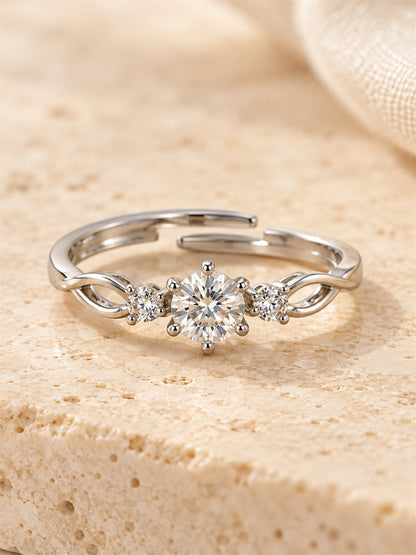 Clear Three Stone Twist Ring - Silver Plated, image4