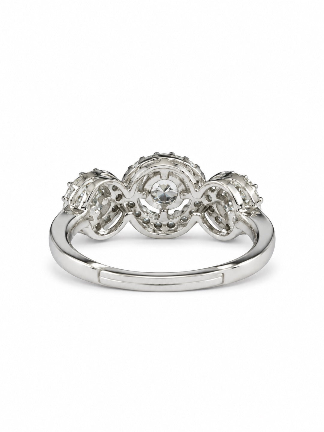 Clear Triple Round Halo Ring - Silver Plated, image5