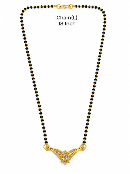 White wing-shaped gold-plated mangalsutra
