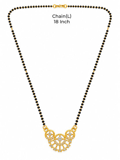 White scalloped floral gold-plated mangalsutra