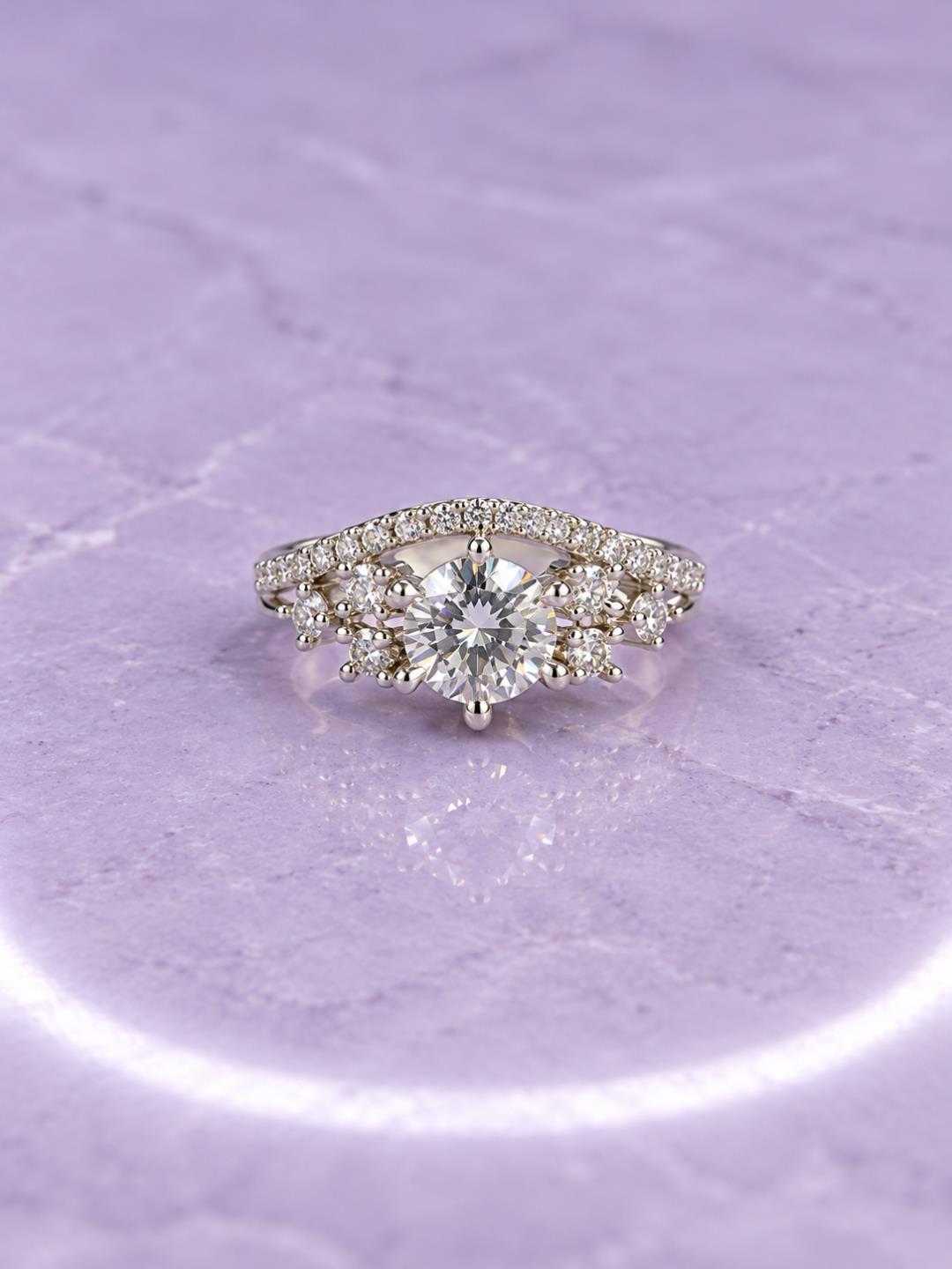 Clear Round Stone Marquise Halo Ring - Silver Plated, image4