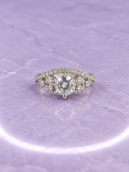 Clear Round Stone Marquise Halo Ring - Silver Plated, image4