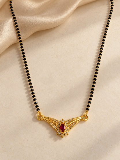 Red wing-shaped gold-plated mangalsutra