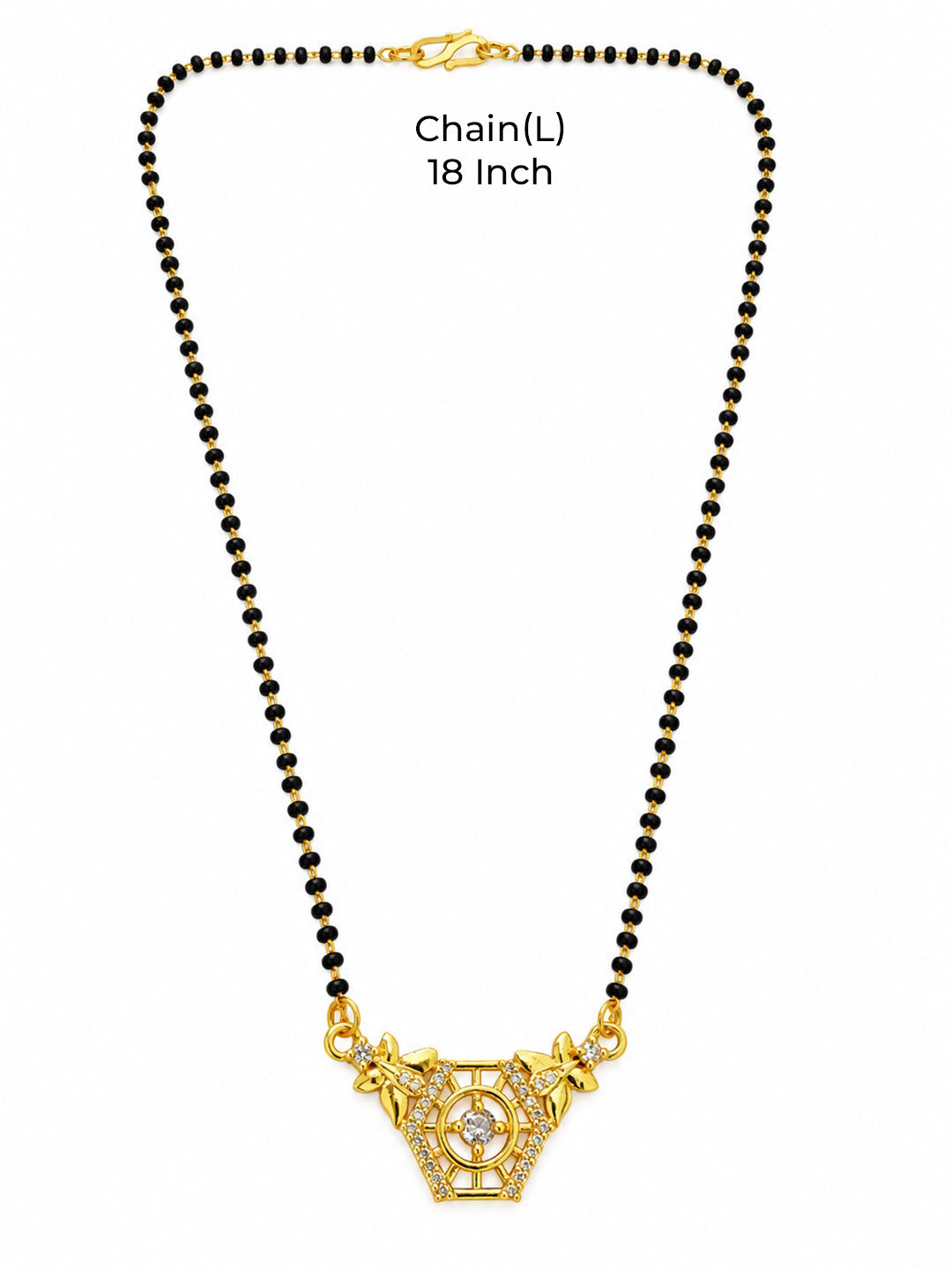White filigree triangle gold-plated mangalsutra