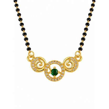 Green round stone and spiral gold-plated mangalsutra