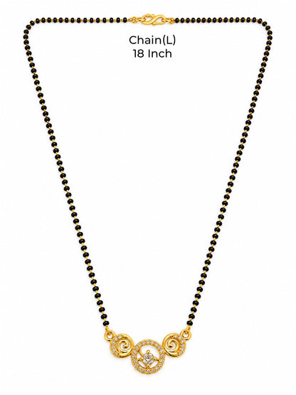 White round stone and spiral gold-plated mangalsutra