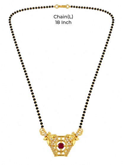 Red filigree triangle gold-plated mangalsutra