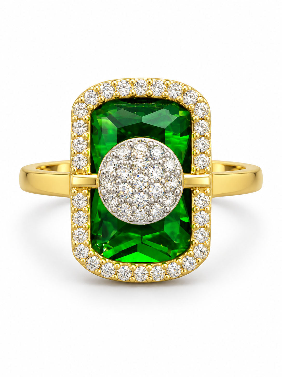 Gold Plated Green American Diamond Adjustable Finger Ring - product image 6