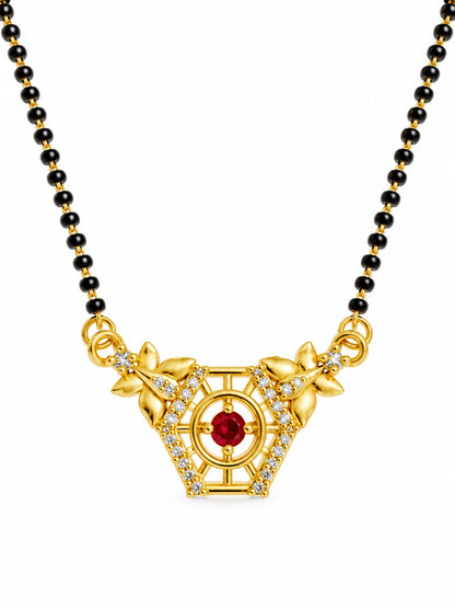 Red filigree triangle gold-plated mangalsutra