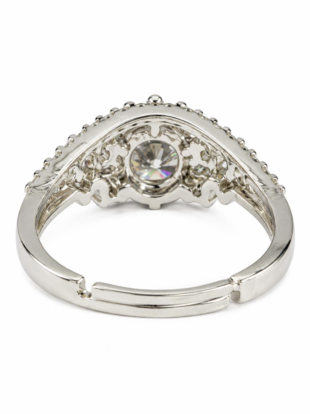 Clear Round Stone Marquise Halo Ring - Silver Plated, image5