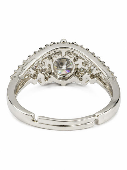 Clear Round Stone Marquise Halo Ring - Silver Plated, image5