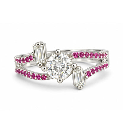 Silver-Plated American-Diamond Studded Adjustable Finger Ring - white-background product image