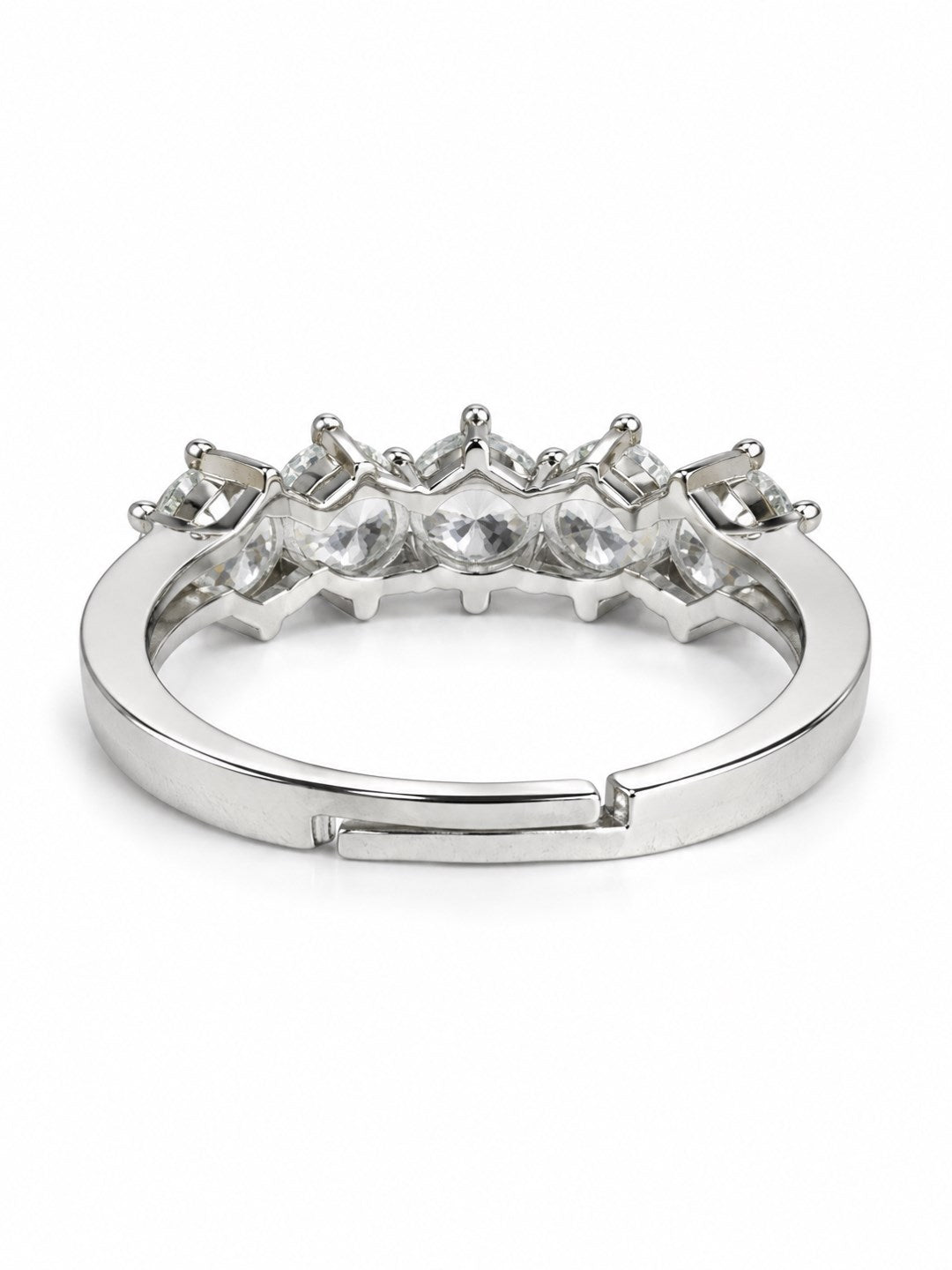 Clear Five Stone Band Ring - Silver Plated, image5