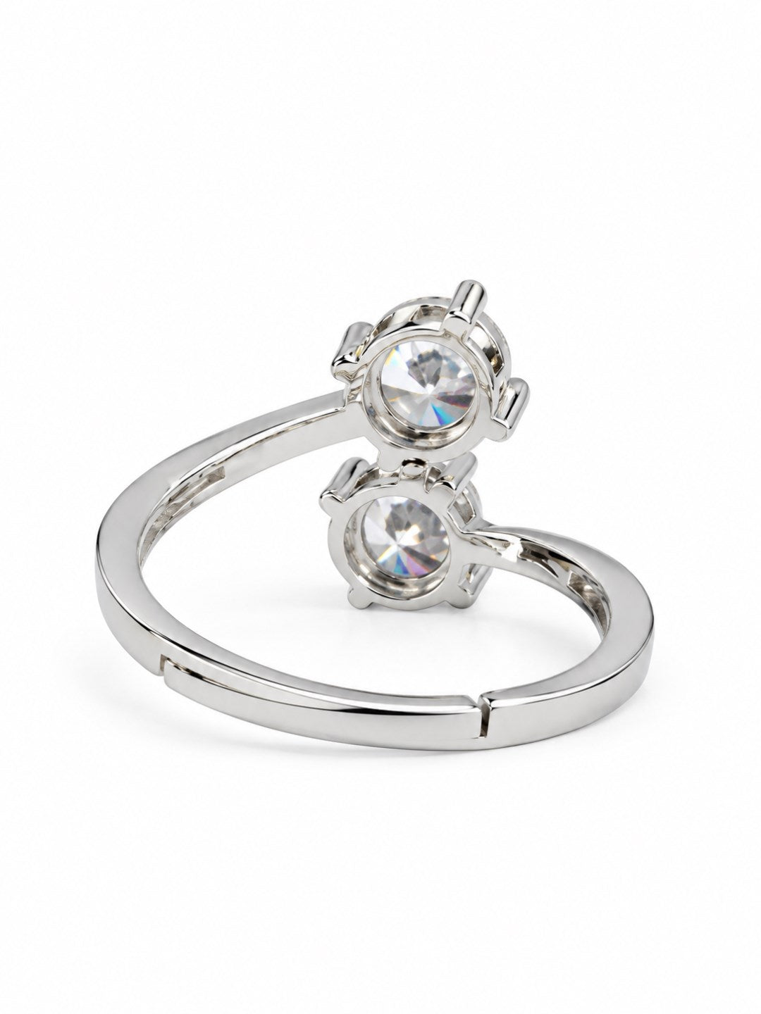 Clear Twin Stone Open Ring - Silver Plated, image5
