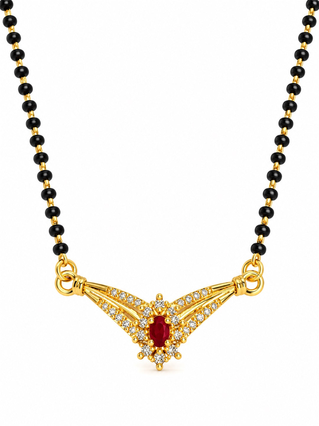 Red wing-shaped gold-plated mangalsutra
