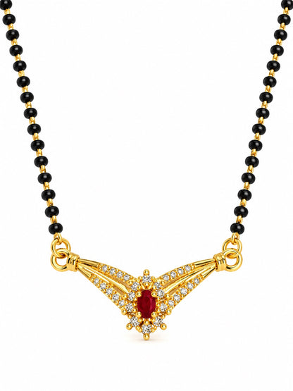 Red wing-shaped gold-plated mangalsutra