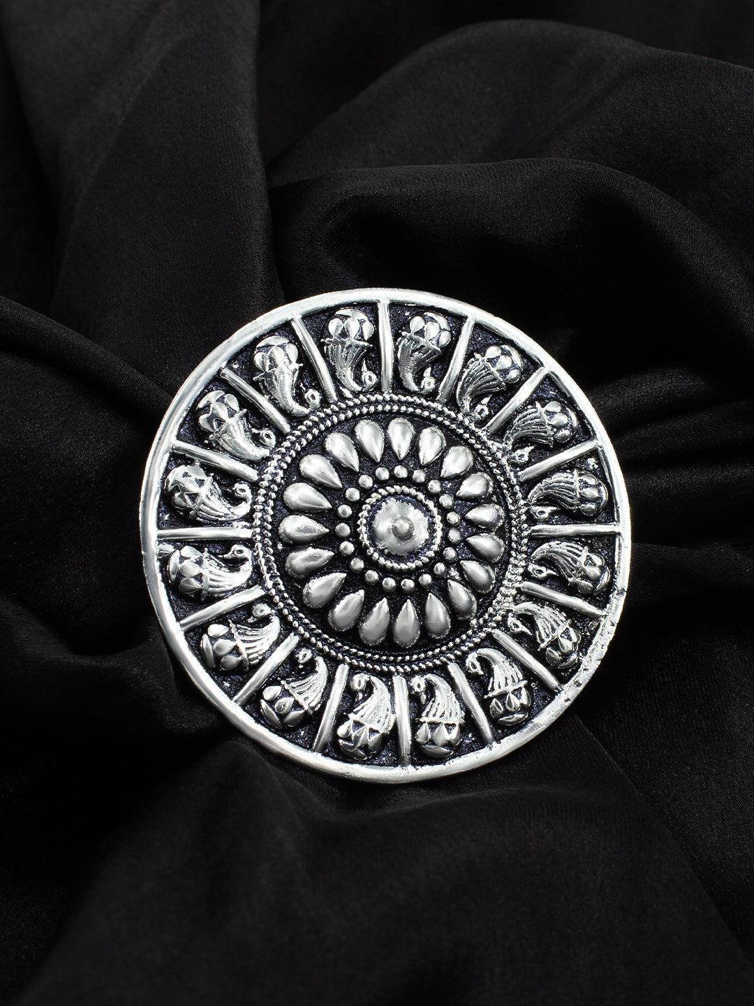 Oxidized Circular Adjustable Ring
