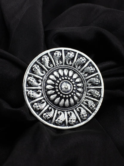 Oxidized Circular Adjustable Ring