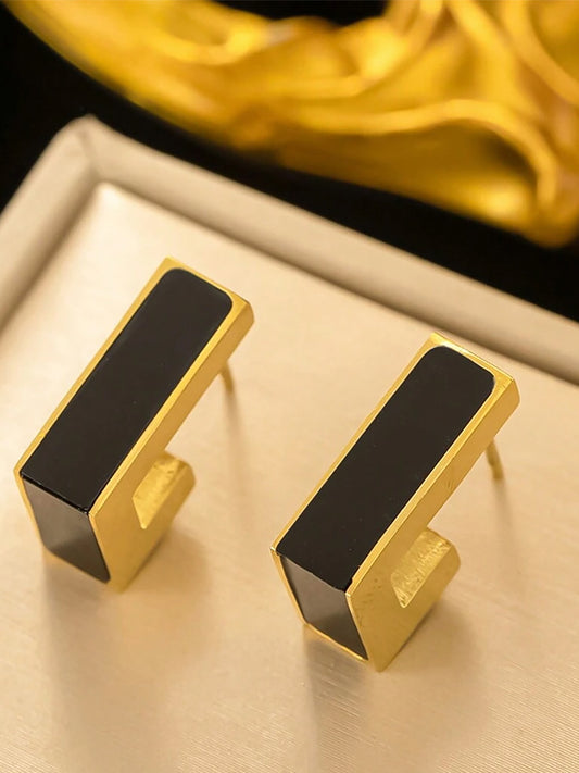 Black Contemporary Studs Earrings