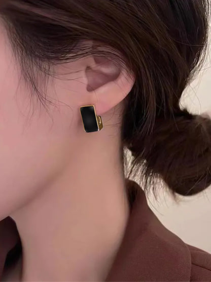 Black Contemporary Studs Earrings