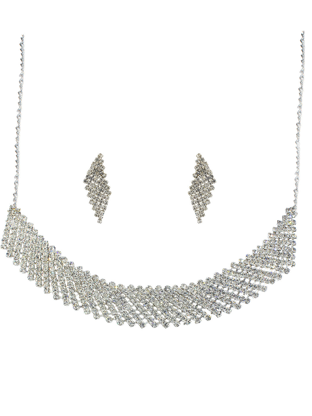 Silver Plated CZ Studded Jewellery Set