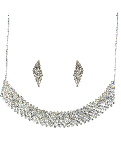 Silver Plated CZ Studded Jewellery Set