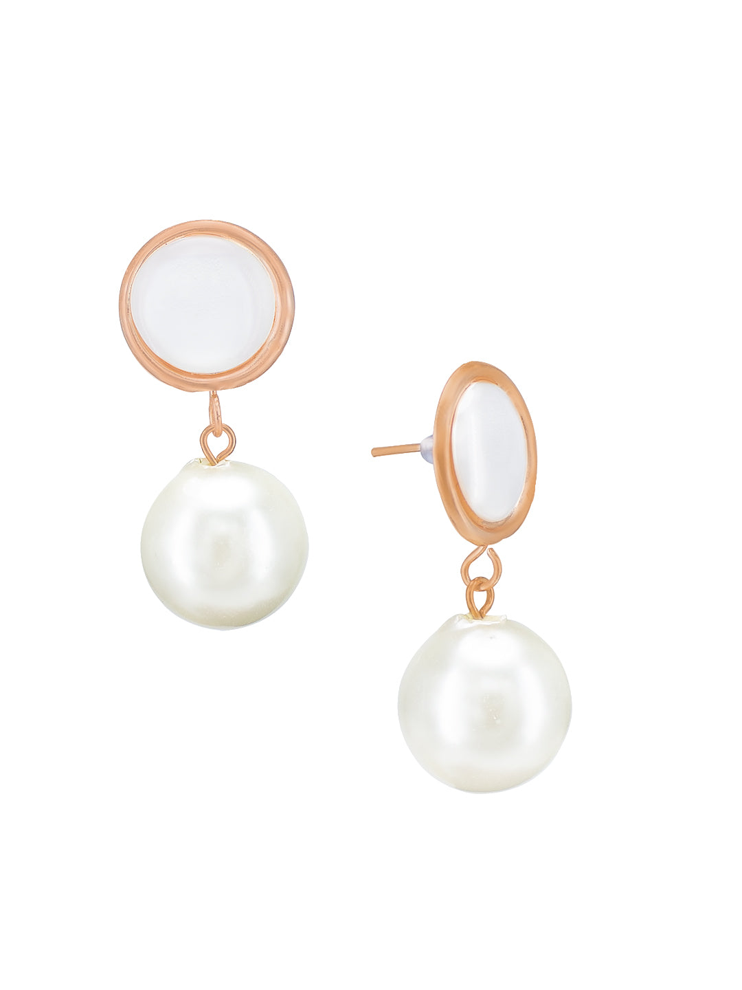 Circular Faux Pearl Drop Earrings