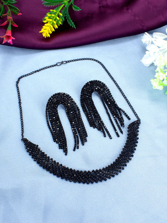 Black CZ Choker Jewellery Set