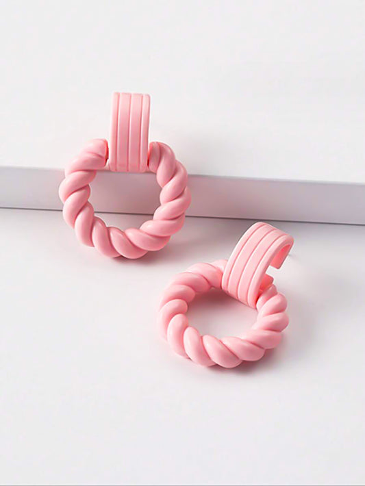Pink Twisted Earrings