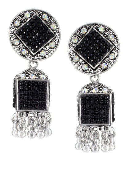 Oxidized Black Square Jhumka Earrings