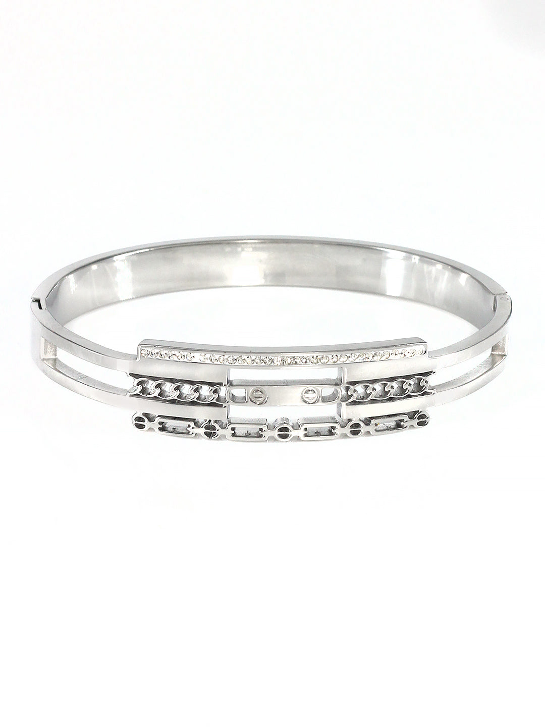 Stainless Steel Anti Tarnish American Diamond Openable Bracelet