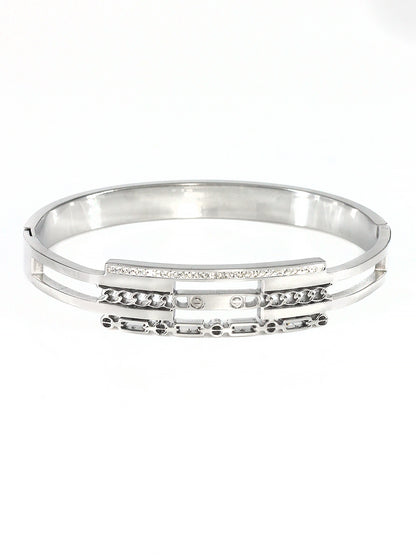 Stainless Steel Anti Tarnish American Diamond Openable Bracelet