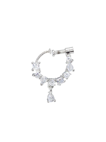 Rhodium Plated American Dimaond Drop Nose Ring