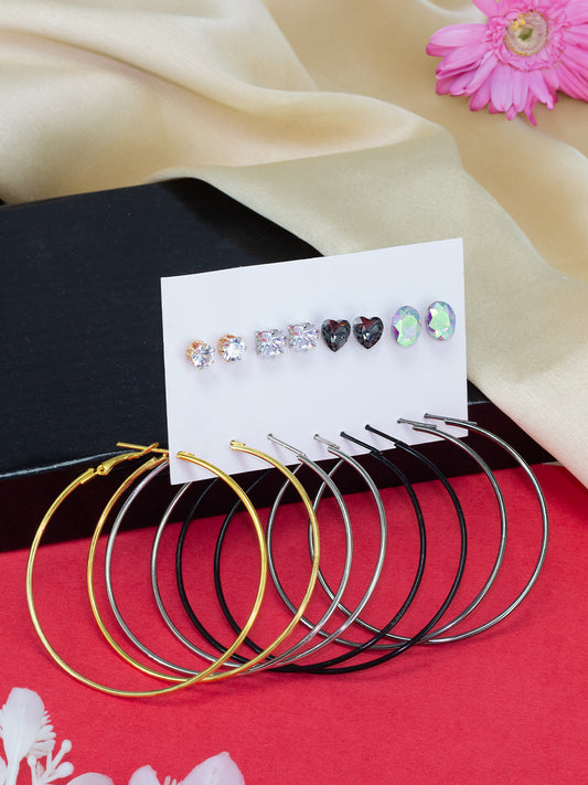 Pack of 8 Studs & Hoop Earrings