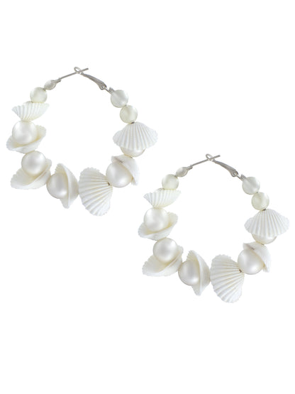 Pack of 3 Faux Pearl & Shells Hoop & Drop Earrings