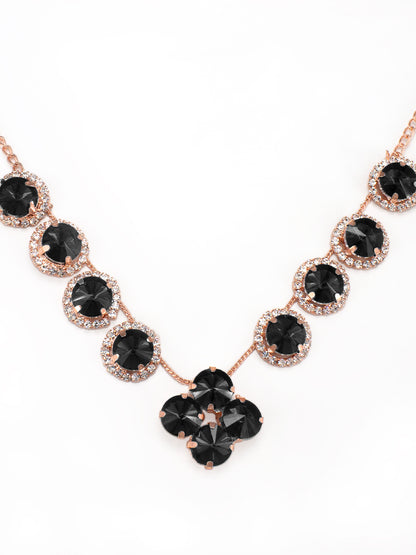 Black Floral Jewellery Set