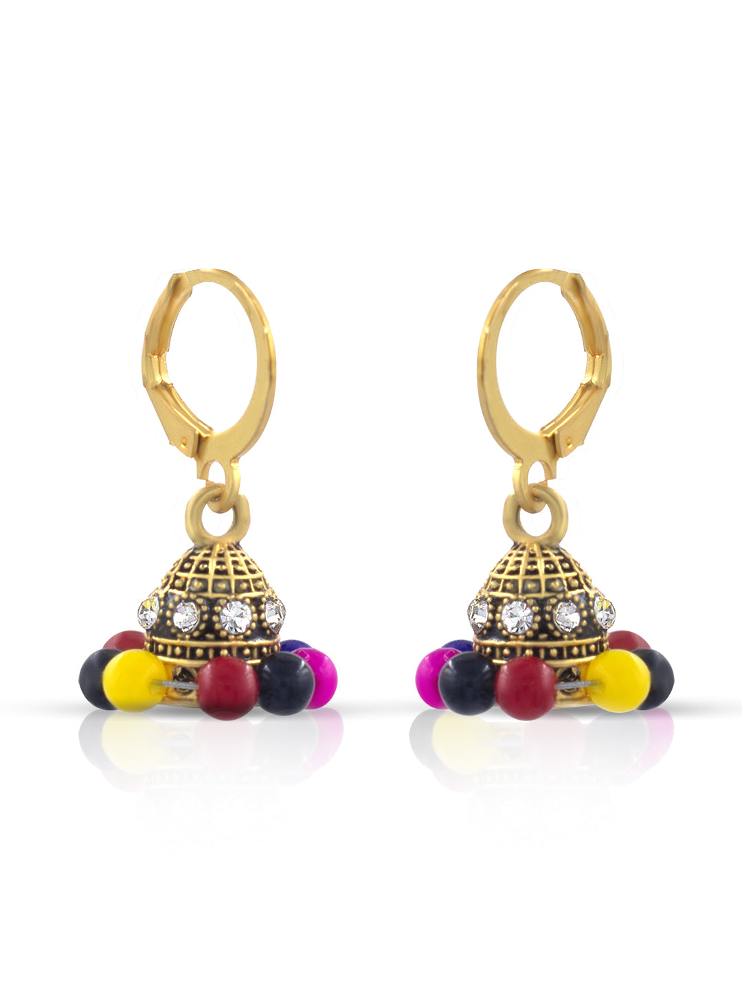 Circular Beaded Hoop Jhumka Earrings