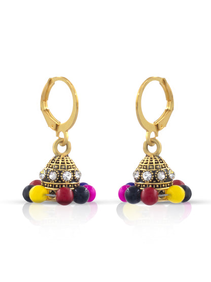 Circular Beaded Hoop Jhumka Earrings