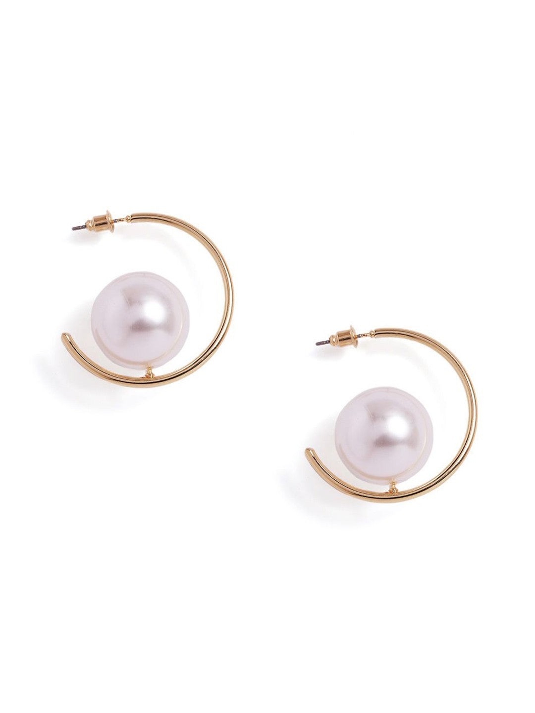 Pearl Half Hoop Earrings