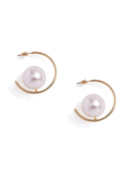 Pearl Half Hoop Earrings