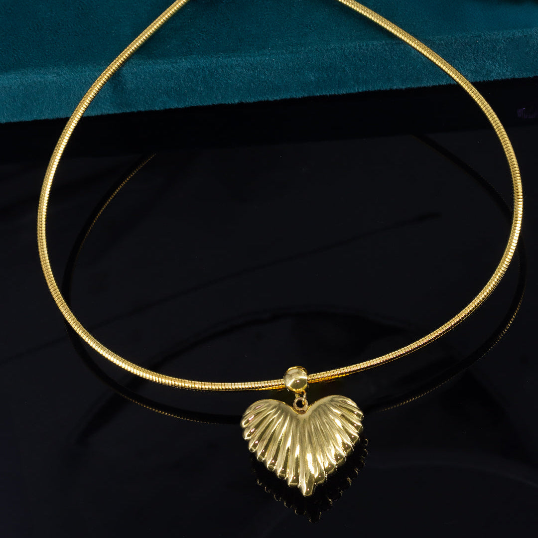 Anti Tarnish Stainless Steel Trendy Heart Hasli Choker Necklace