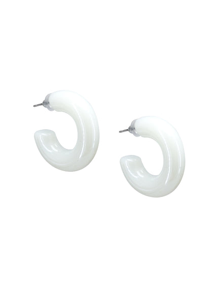 White Half Hoop Earrings