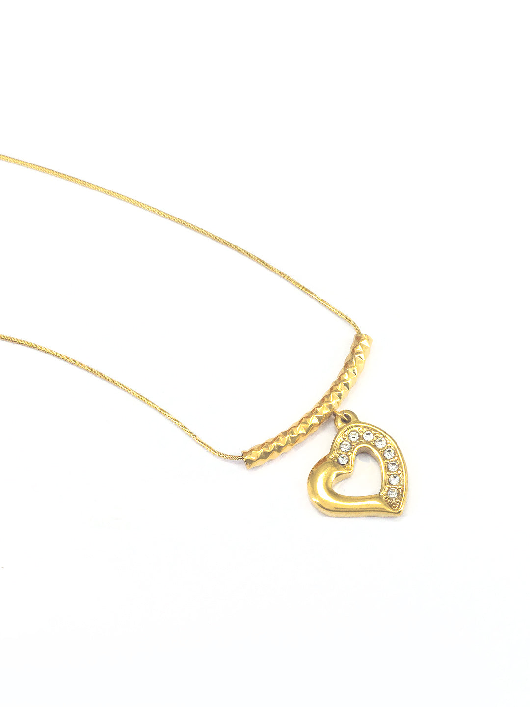 Stainless-Steel AD Heart Trendy Chain Necklace