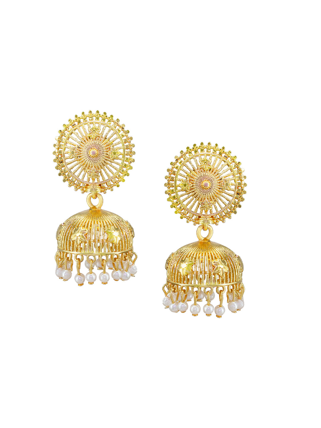 Gold Plated Sun Floral Jhumka Earrings