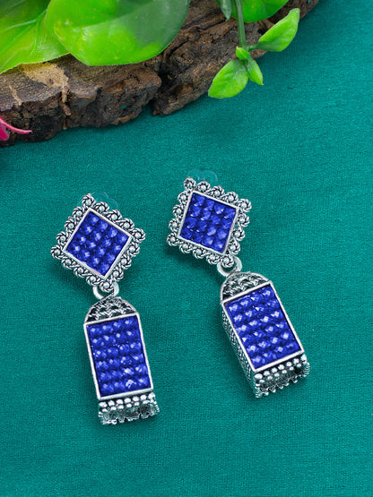 Blue Square Drop Earrings