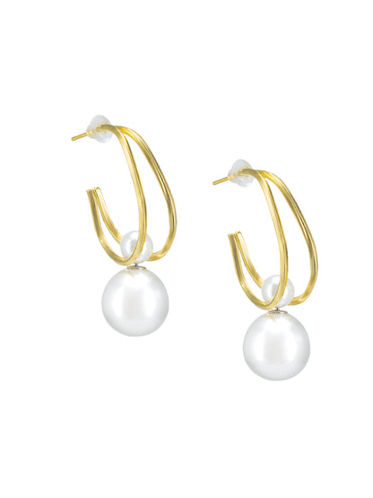 Pearl Half Hoop Earrings
