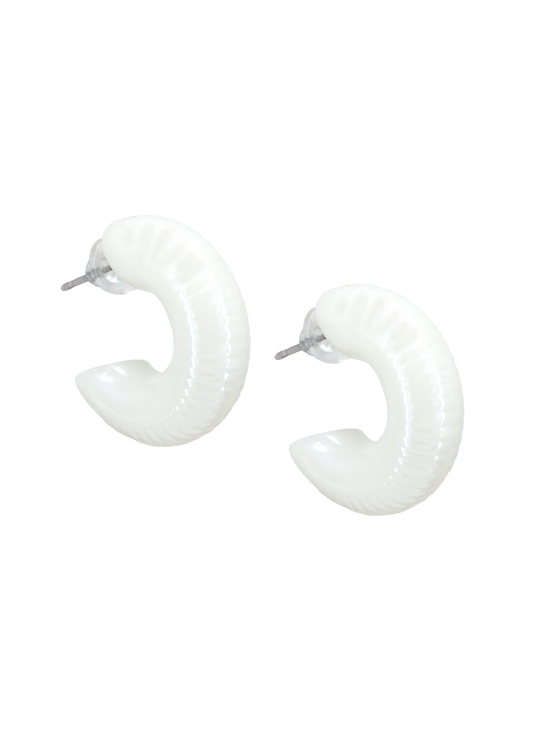 White Half Hoop Earrings