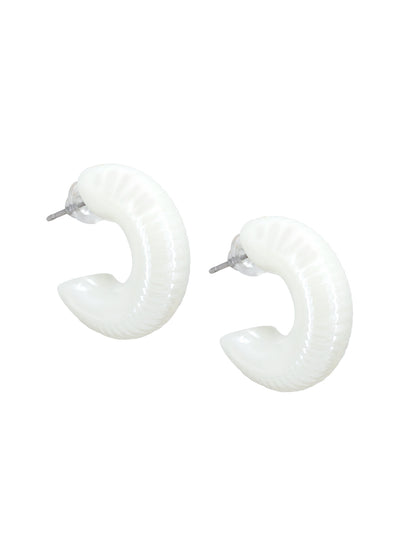 White Half Hoop Earrings
