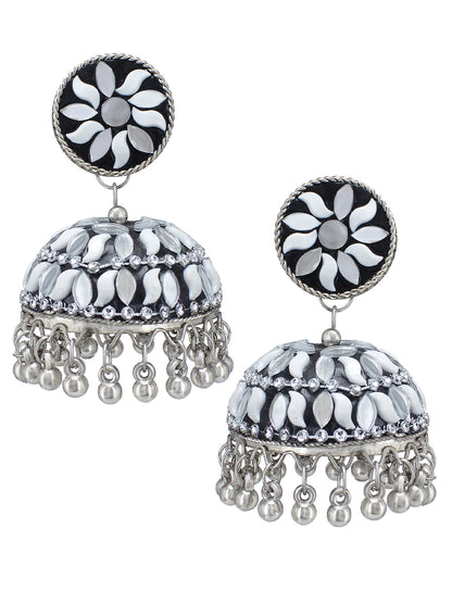 Black Beads Drop Jhumka Earrings