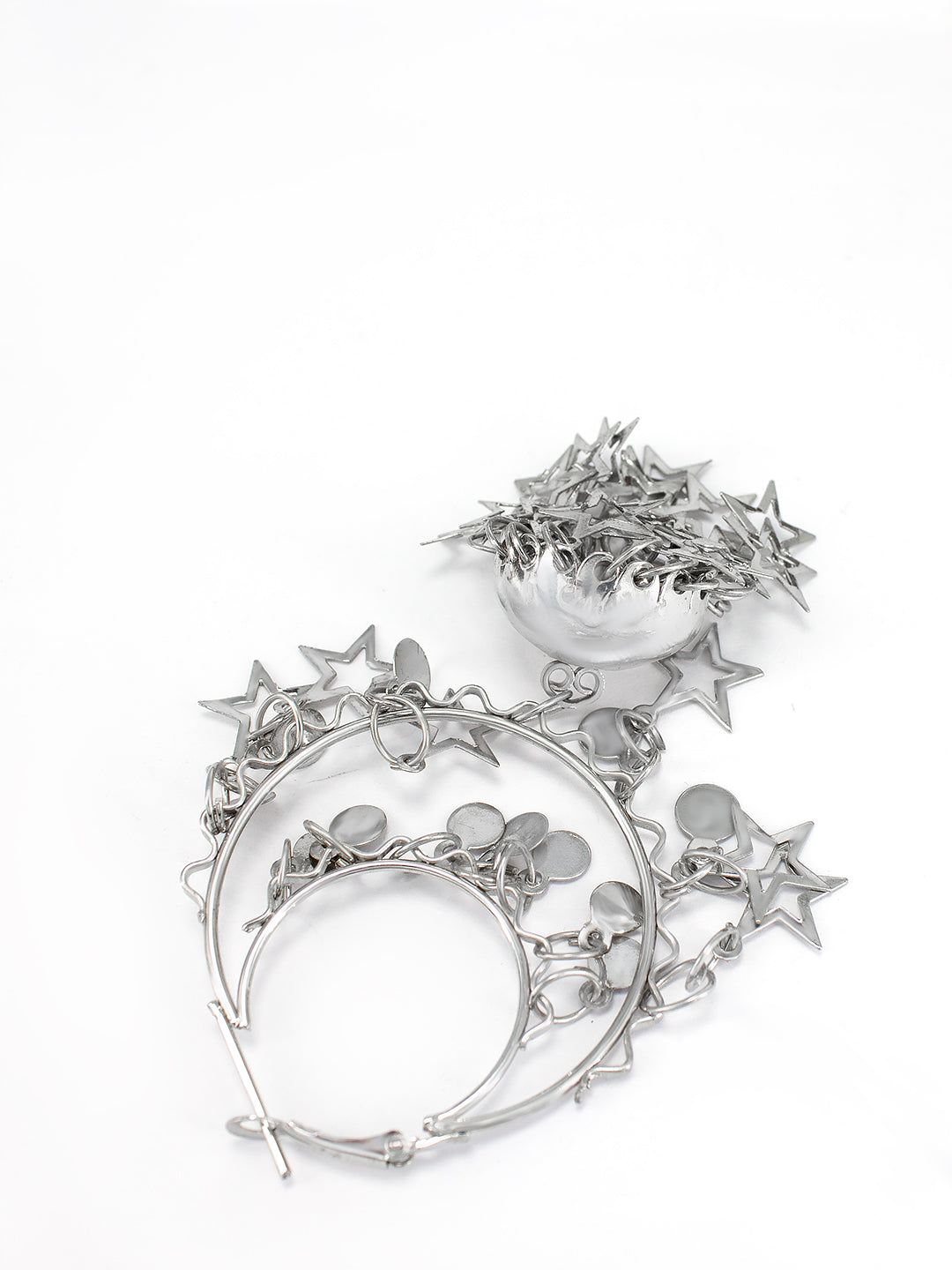 Oxidized Chandbaali Jhumka Star Drop Earrings